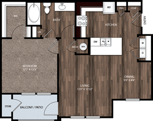 A1 - One Bedroom / One Bath 799 Sq. Ft.*